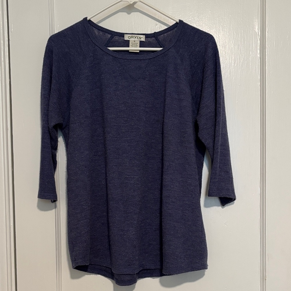 Orvis Women's Deep Blue M 3/4 Sleeve Tee